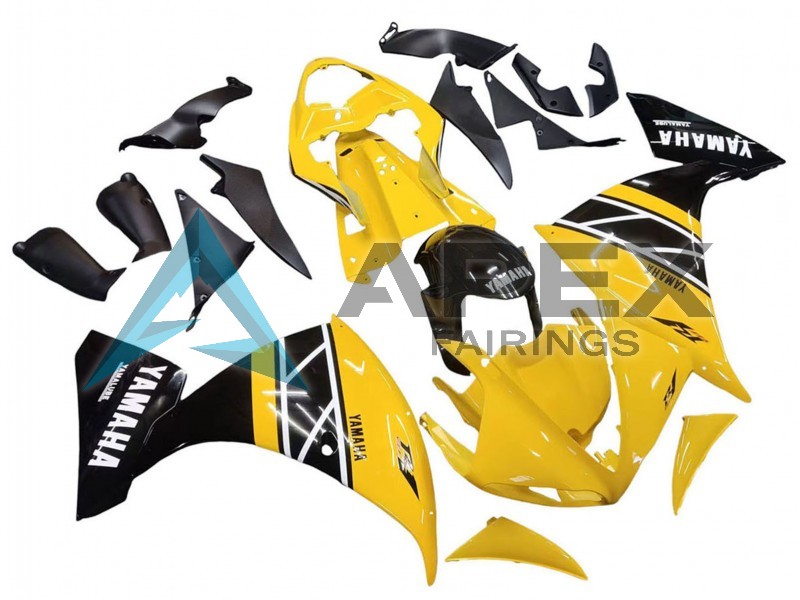 Yellow White Black Stripe - Yamaha R1 / YZF-R1 (2009-2011) ABS Fairings | Apex Fairings — view 3