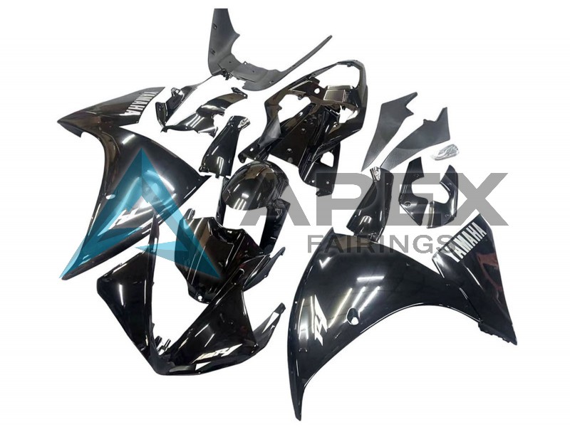Glossy Black White Decal - Yamaha R1 / YZF-R1 (2009-2011) ABS Fairings | Apex Fairings — view 2