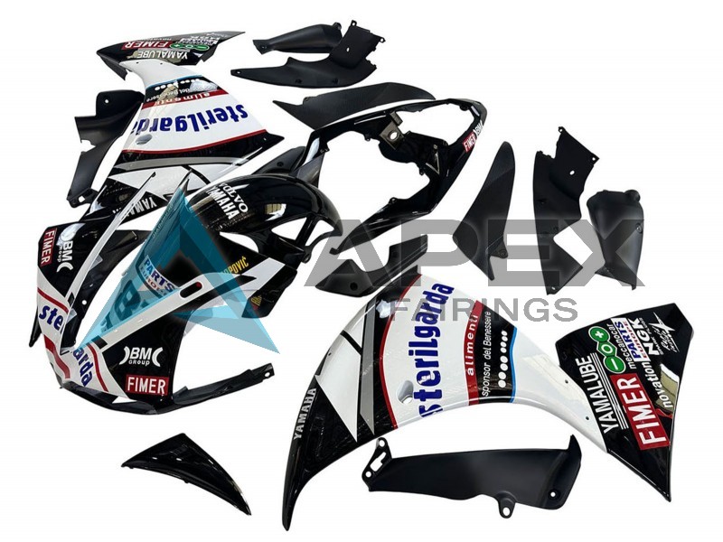 Glossy Black White Red Volvo Fimer Yamalube 87 - Yamaha R1 / YZF-R1 (2009-2011) ABS Fairings | Apex Fairings — view 2