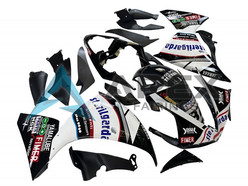 Glossy Black White Red Volvo Fimer Yamalube 87 - Yamaha R1 / YZF-R1 (2009-2011) ABS Fairings | Apex Fairings — view 3