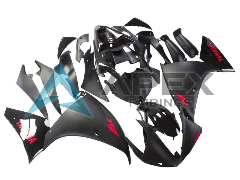Matte Black Red Decal - Yamaha R1 / YZF-R1 (2009-2011) ABS Fairings | Apex Fairings — view 2