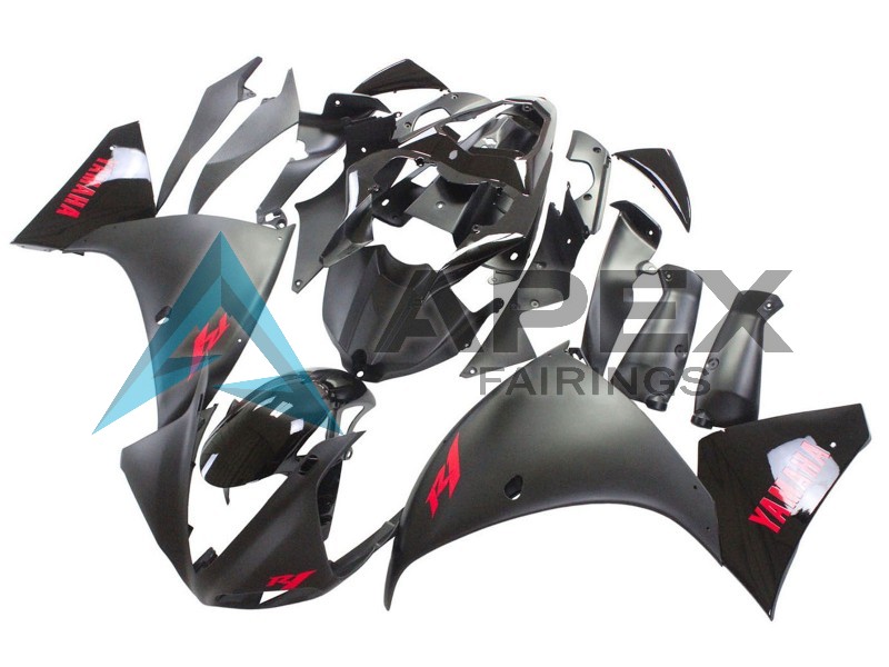 Matte Black Red Decal - Yamaha R1 / YZF-R1 (2009-2011) ABS Fairings | Apex Fairings — view 3