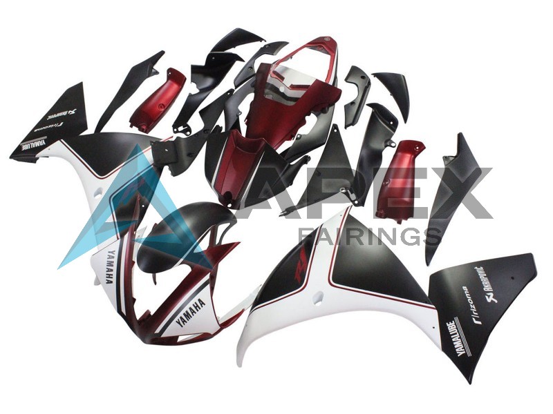 Red White Matte Black - Yamaha R1 / YZF-R1 (2009-2011) ABS Fairings | Apex Fairings — view 2