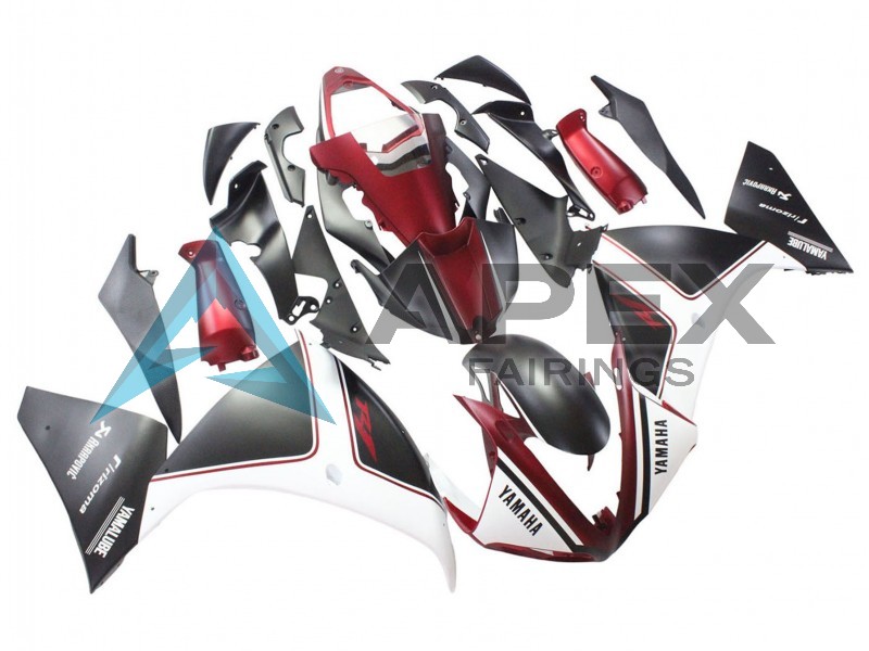 Red White Matte Black - Yamaha R1 / YZF-R1 (2009-2011) ABS Fairings | Apex Fairings — view 3