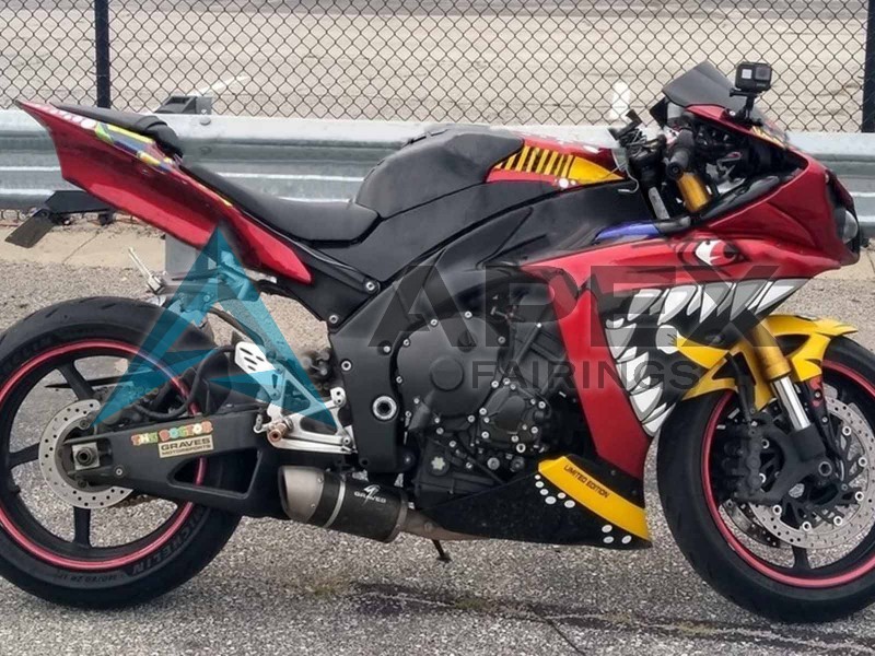 Red Yellow Black Shark 46 - Yamaha R1 / YZF-R1 (2009-2011) ABS Fairings | Apex Fairings — view 2