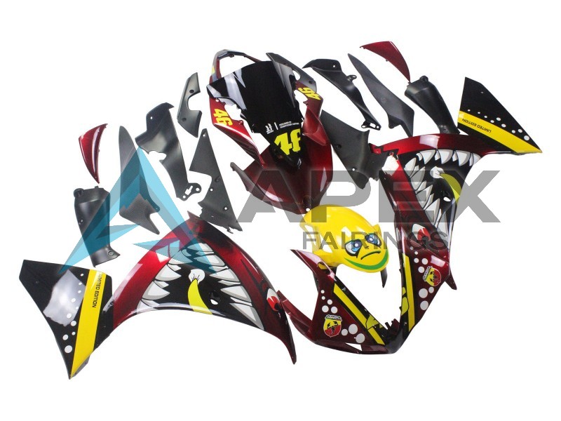 Red Yellow Black Shark 46 - Yamaha R1 / YZF-R1 (2009-2011) ABS Fairings | Apex Fairings — view 3