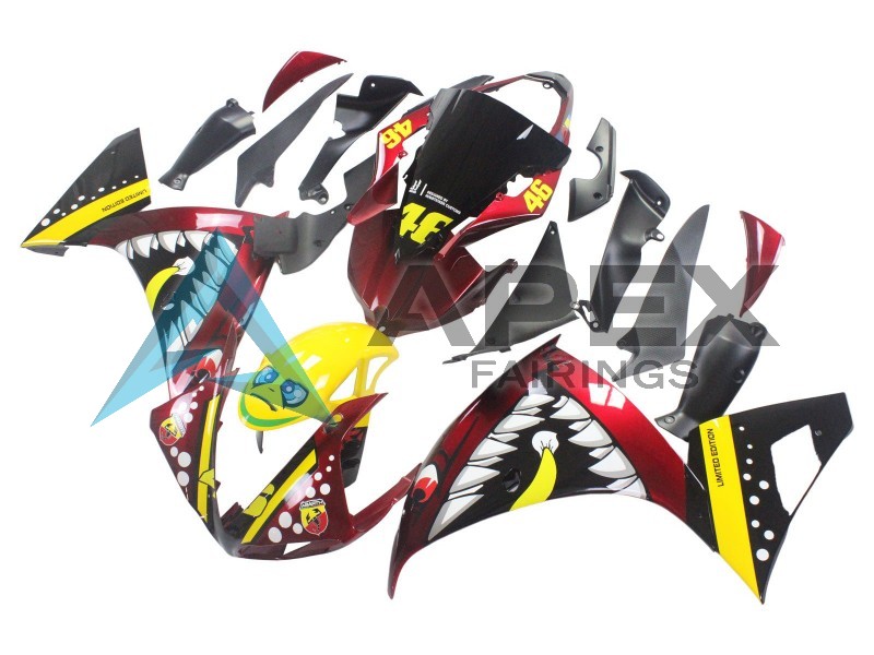 Red Yellow Black Shark 46 - Yamaha R1 / YZF-R1 (2009-2011) ABS Fairings | Apex Fairings — view 4