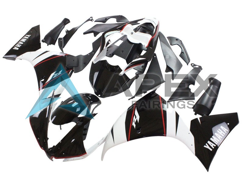 White Red Glossy Black - Yamaha R1 / YZF-R1 (2012-2014) ABS Fairings | Apex Fairings — view 3