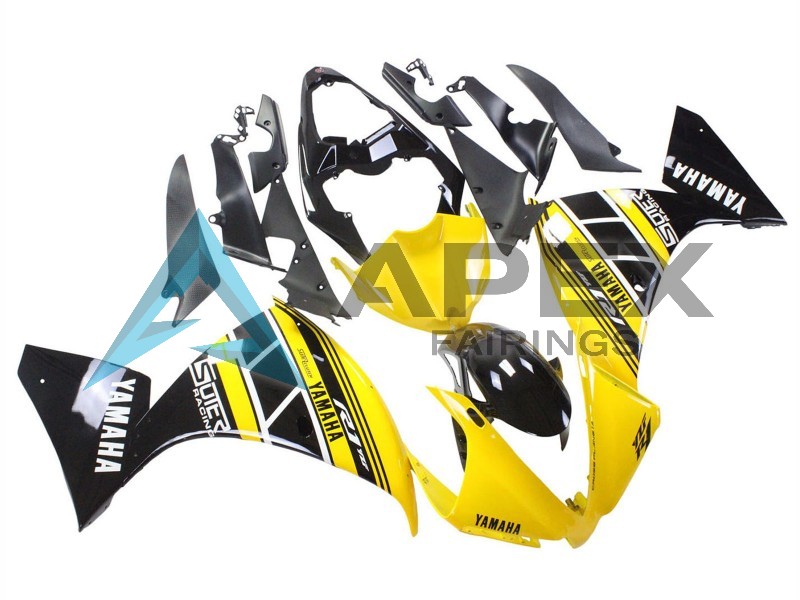 Yellow White Black - Yamaha R1 / YZF-R1 (2012-2014) ABS Fairings | Apex Fairings — view 2