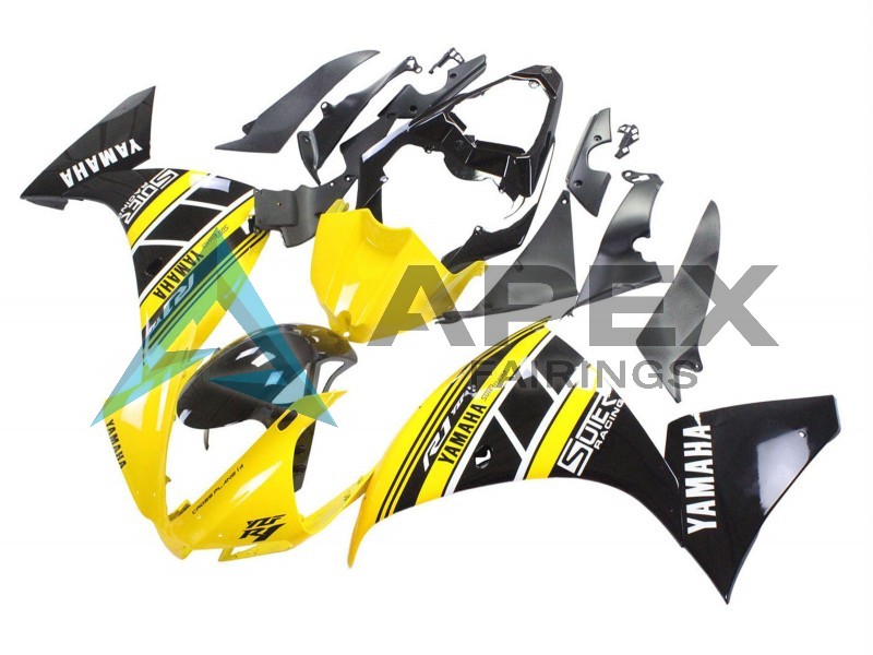 Yellow White Black - Yamaha R1 / YZF-R1 (2012-2014) ABS Fairings | Apex Fairings — view 3