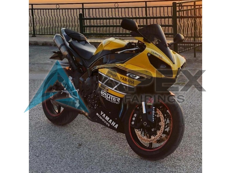Yellow White Black - Yamaha R1 / YZF-R1 (2012-2014) ABS Fairings | Apex Fairings — view 4