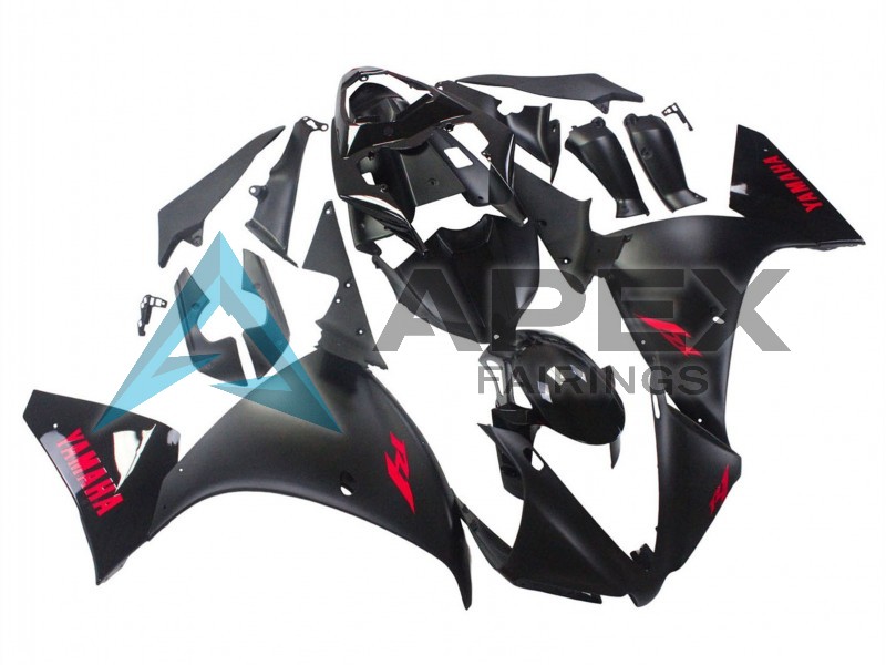 Glossy Black Matte Black Red - Yamaha R1 / YZF-R1 (2012-2014) ABS Fairings | Apex Fairings — view 2