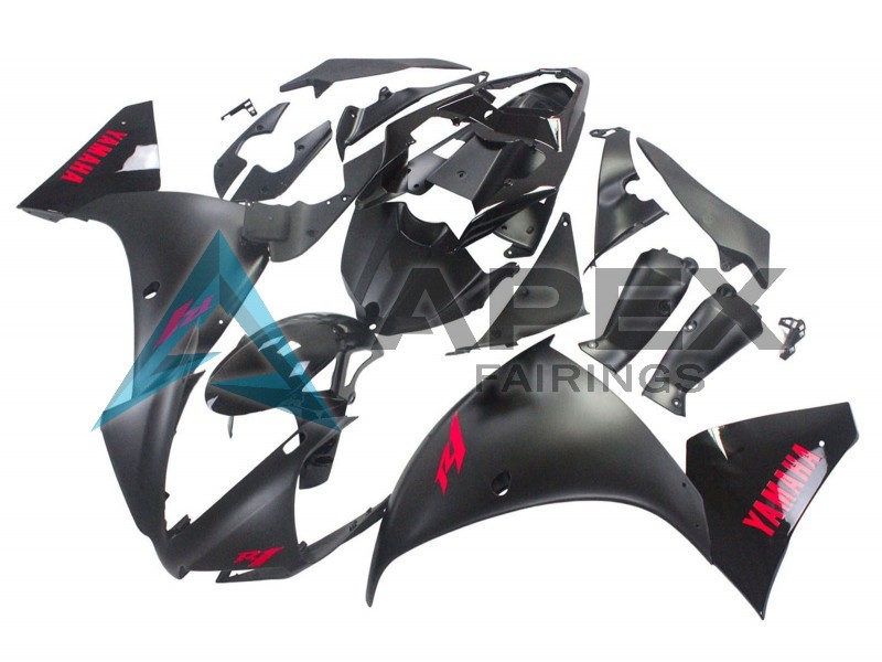 Glossy Black Matte Black Red - Yamaha R1 / YZF-R1 (2012-2014) ABS Fairings | Apex Fairings — view 3