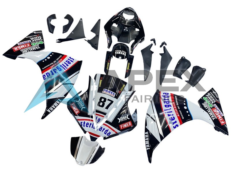 Glossy Black White Red Fimer Yamalube Sterilgarda 87 - Yamaha R1 / YZF-R1 (2012-2014) ABS Fairings | Apex Fairings — view 2