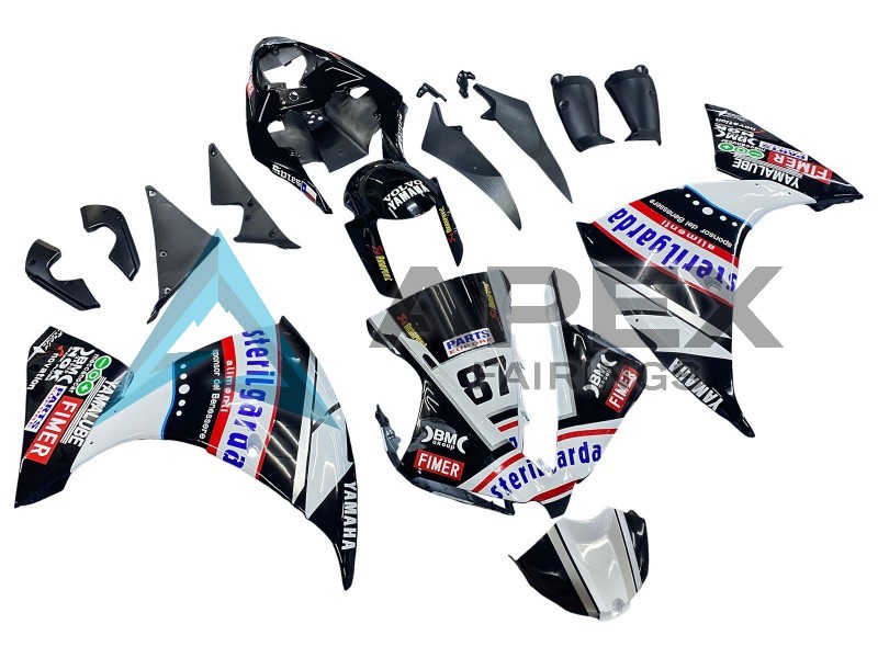 Glossy Black White Red Fimer Yamalube Sterilgarda 87 - Yamaha R1 / YZF-R1 (2012-2014) ABS Fairings | Apex Fairings — view 3
