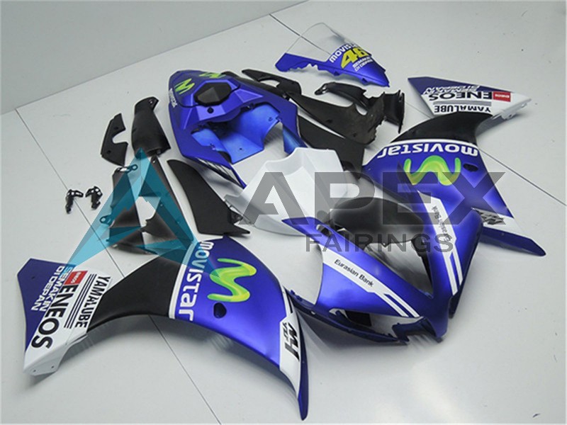Blue White Black Green MoviStar Yamalube ENEOS - Yamaha R1 / YZF-R1 (2012-2014) ABS Fairings | Apex Fairings — view 3