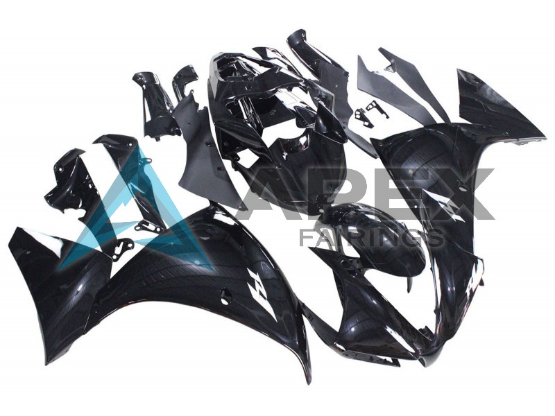 Glossy Black - Yamaha R1 / YZF-R1 (2012-2014) ABS Fairings | Apex Fairings — view 2