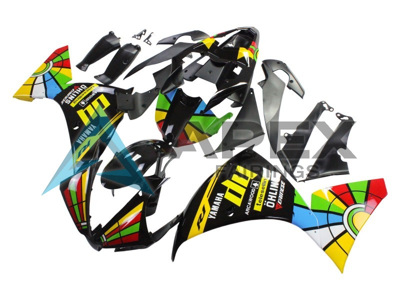Glossy Black Yellow Green Blue Red Color Wheel - Yamaha R1 / YZF-R1 (2012-2014) ABS Fairings | Apex Fairings — view 3