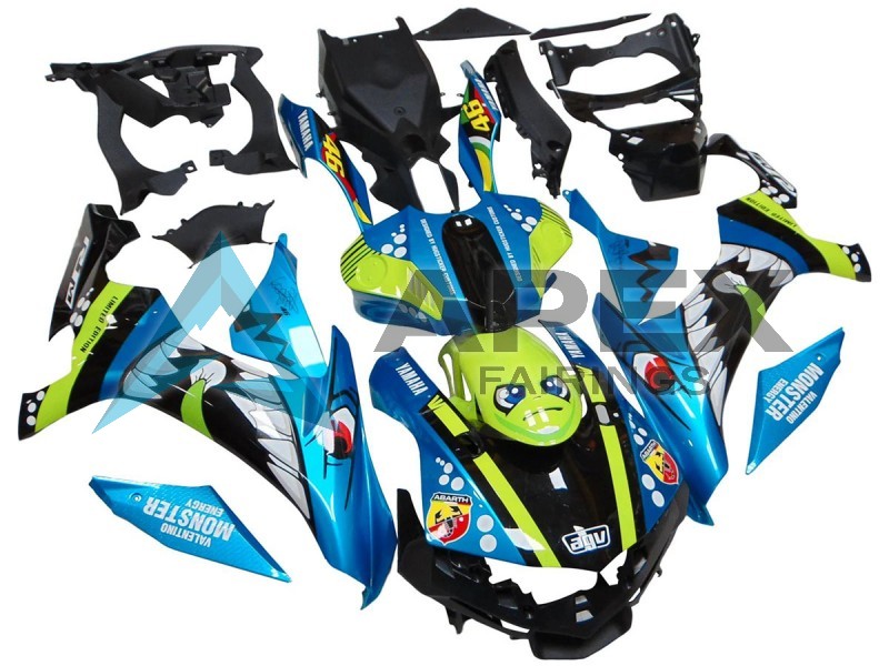 Blue Green Black Shark - Yamaha R1 / YZF-R1 (2015-2019) ABS Fairings | Apex Fairings — view 3