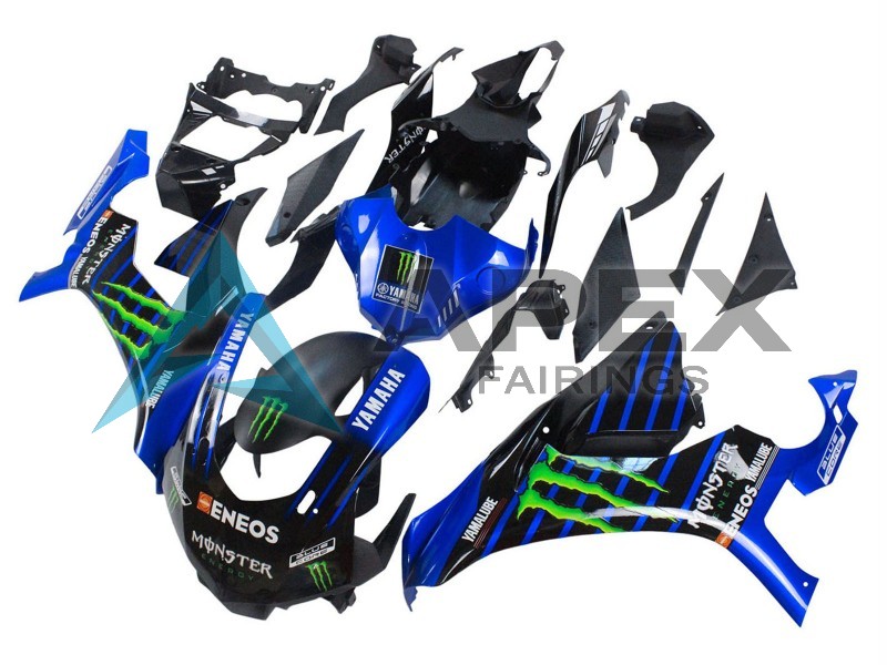 Blue Matte Black Green Monster ENEOS - Yamaha R1 / YZF-R1 (2015-2019) ABS Fairings | Apex Fairings — view 2