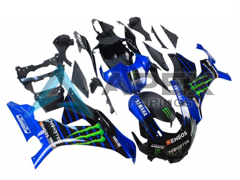 Blue Matte Black Green Monster ENEOS - Yamaha R1 / YZF-R1 (2015-2019) ABS Fairings | Apex Fairings — view 3