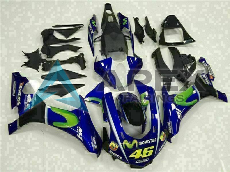 Blue Silver Black Green MoviStar - Yamaha R1 / YZF-R1 (2015-2019) ABS Fairings | Apex Fairings — view 2
