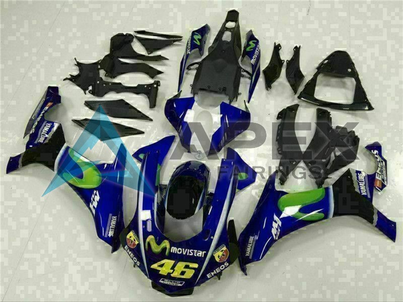 Blue Silver Black Green MoviStar - Yamaha R1 / YZF-R1 (2015-2019) ABS Fairings | Apex Fairings — view 3