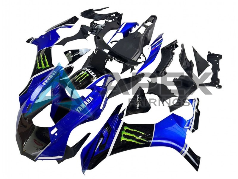 Blue Glossy Black Green Monster - Yamaha R1 / YZF-R1 (2015-2019) ABS Fairings | Apex Fairings — view 3