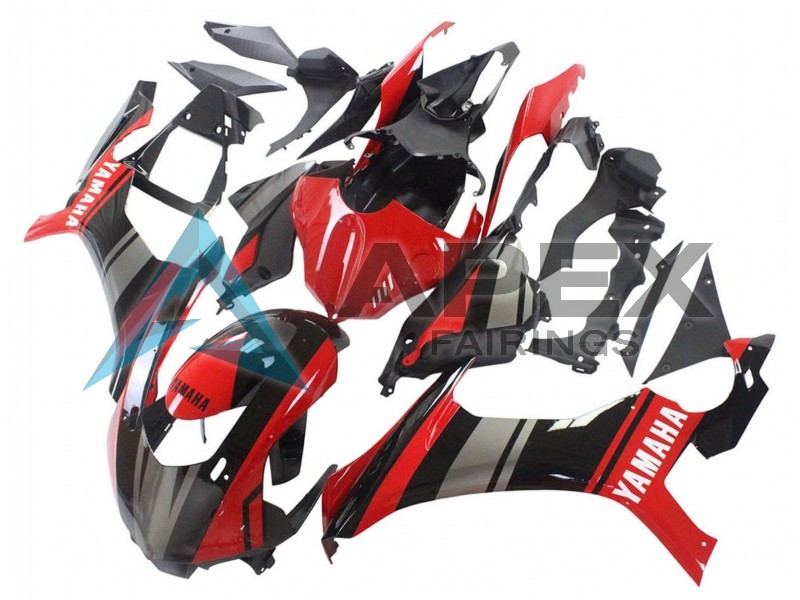 Red Black Silver - Yamaha R1 / YZF-R1 (2015-2019) ABS Fairings | Apex Fairings — view 3
