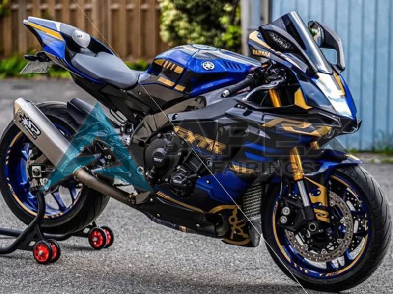 Blue Gold Black - Yamaha R1 / YZF-R1 (2015-2019) ABS Fairings | Apex Fairings — view 2