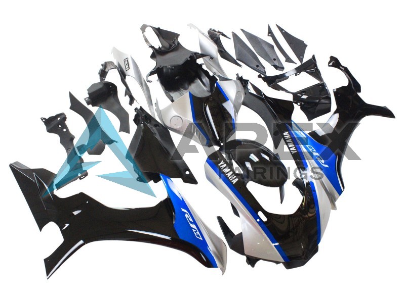 Silver Blue Glossy Black - Yamaha R1 / YZF-R1 (2015-2019) ABS Fairings | Apex Fairings — view 2