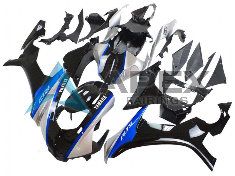 Silver Blue Glossy Black - Yamaha R1 / YZF-R1 (2015-2019) ABS Fairings | Apex Fairings — view 3