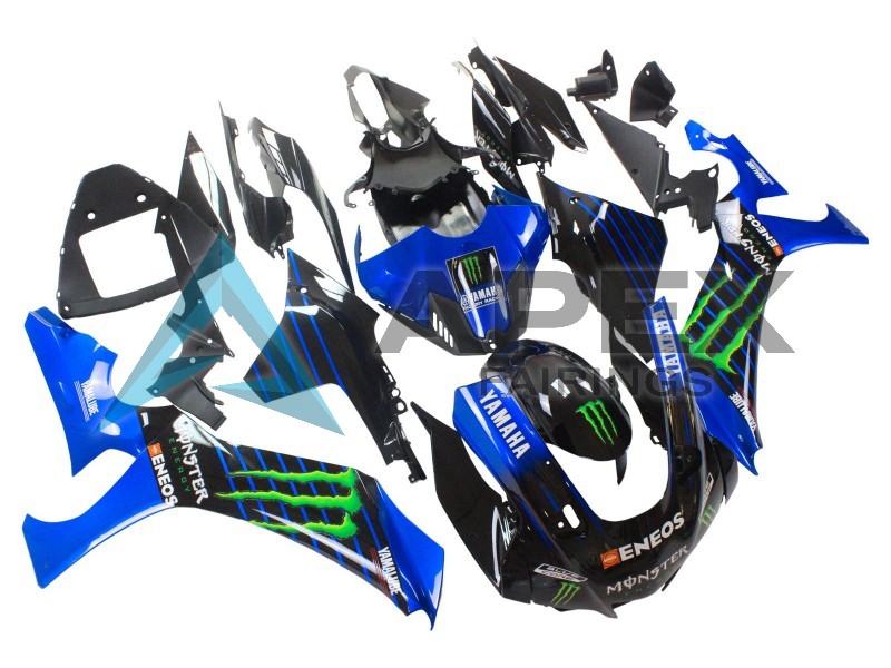Blue Black Green Black ENEOS Monster - Yamaha R1 / YZF-R1 (2020-2026) ABS Fairings | Apex Fairings — view 2