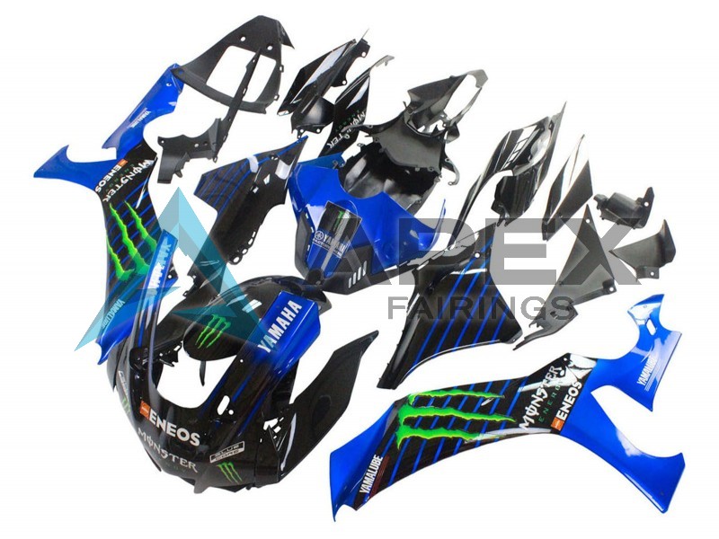 Blue Black Green Black ENEOS Monster - Yamaha R1 / YZF-R1 (2020-2026) ABS Fairings | Apex Fairings — view 3