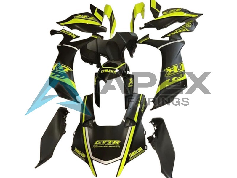Glossy Black Fluorescent Yellow - Yamaha R1 / YZF-R1 (2020-2026) ABS Fairings | Apex Fairings — view 3