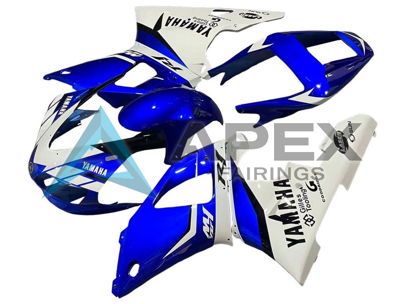 White Blue Black - Yamaha R1 / YZF-R1 (1998-1999) ABS Fairings | Apex Fairings — view 3