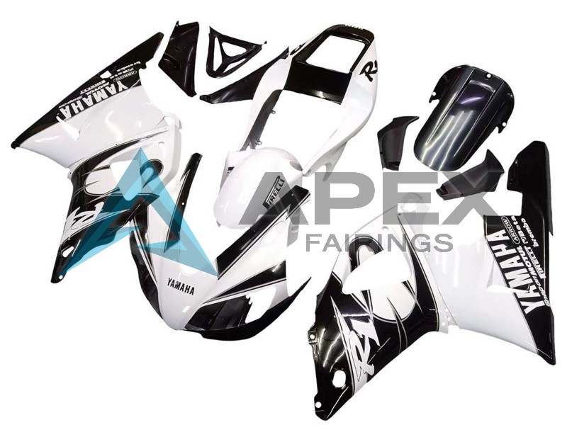 White Glossy Black - Yamaha R1 / YZF-R1 (1998-1999) ABS Fairings | Apex Fairings — view 2