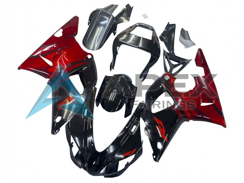 Glossy Black Red - Yamaha R1 / YZF-R1 (1998-1999) ABS Fairings | Apex Fairings — view 3