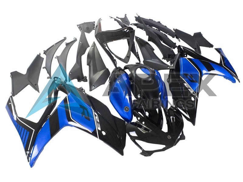 Blue Glossy Black - Yamaha R3 / R25 / YZF-R3 / YZF-R25 (2015-2018) ABS Fairings | Apex Fairings — view 3