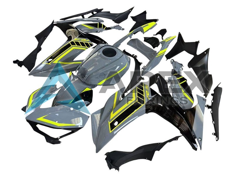 Nardo Grey Neon Yellow Black - Yamaha R3 / R25 / YZF-R3 / YZF-R25 (2015-2018) ABS Fairings | Apex Fairings — view 3