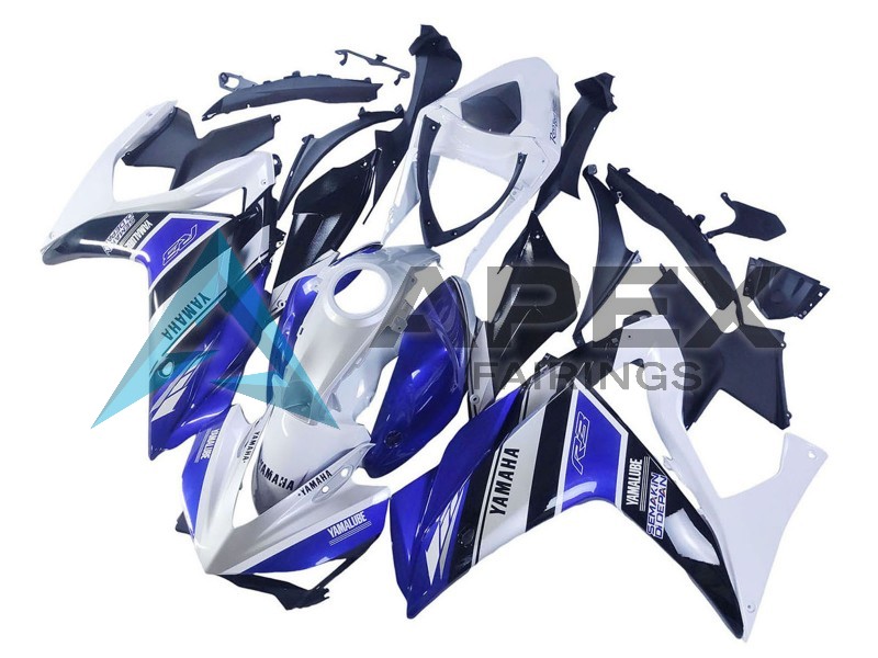 White Blue Black Yamalube - Yamaha R3 / R25 / YZF-R3 / YZF-R25 (2015-2018) ABS Fairings | Apex Fairings — view 3