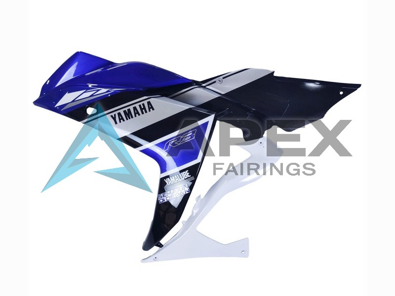 White Blue Black Yamalube - Yamaha R3 / R25 / YZF-R3 / YZF-R25 (2015-2018) ABS Fairings | Apex Fairings — view 4