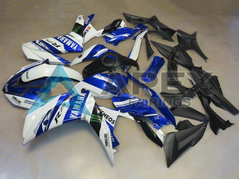 White Blue Yamalube ENEOS Monster - Yamaha R3 / R25 / YZF-R3 / YZF-R25 (2015-2018) ABS Fairings | Apex Fairings — view 2