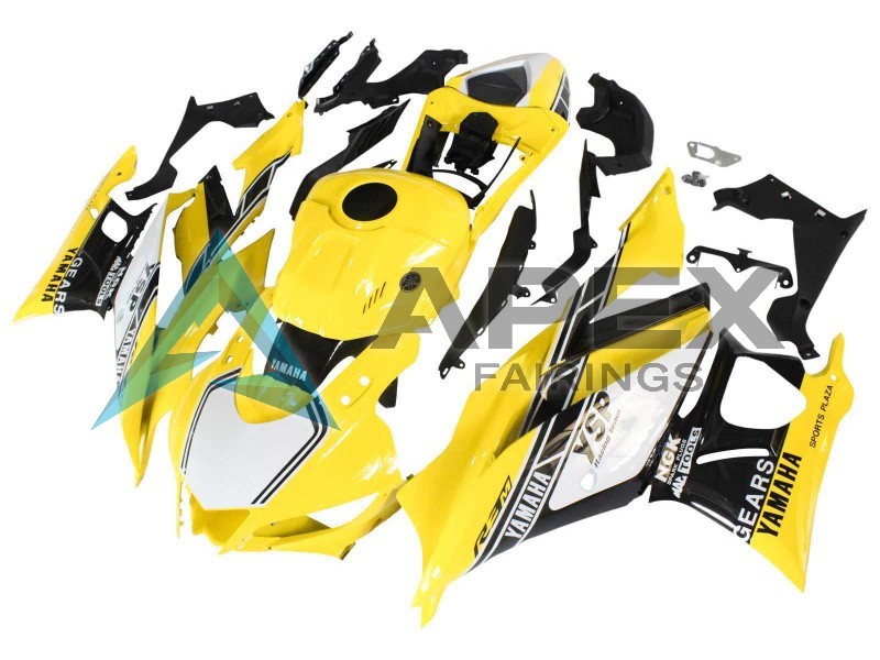 Yellow White Black Stripe - Yamaha R3 / R25 / YZF-R3 / YZF-R25 (2019-2021) ABS Fairings | Apex Fairings — view 3