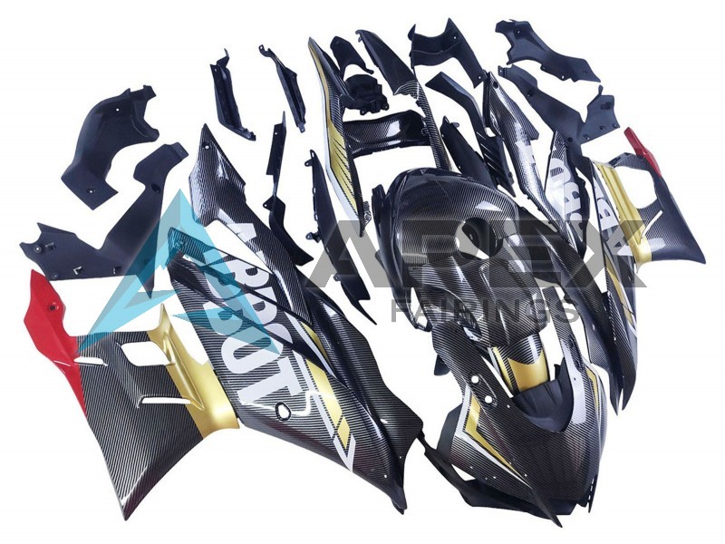 Black Carbon Fiber Style Gold Red ABBOT - Yamaha R3 / R25 / YZF-R3 / YZF-R25 (2022-2024) ABS Fairings | Apex Fairings — view 3