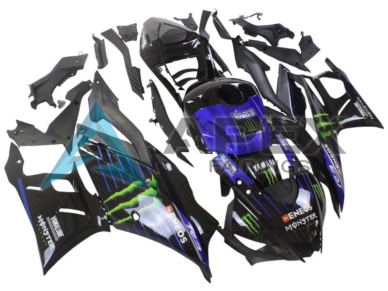 Blue Green Black Monster Yamalube ENEOS - Yamaha R3 / R25 / YZF-R3 / YZF-R25 (2022-2024) ABS Fairings | Apex Fairings — view 3