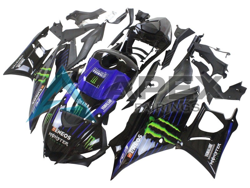 Blue Green Black Monster Yamalube ENEOS - Yamaha R3 / R25 / YZF-R3 / YZF-R25 (2022-2024) ABS Fairings | Apex Fairings — view 4