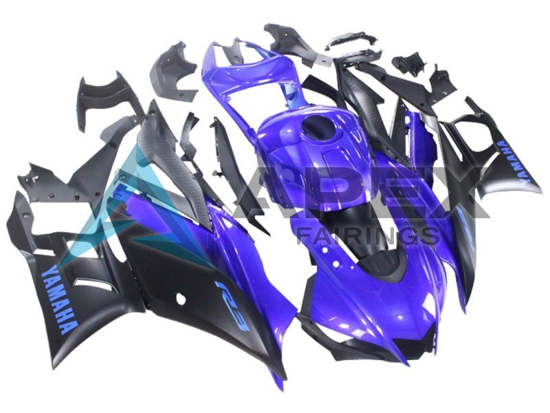 Blue Matte Black - Yamaha R3 / R25 / YZF-R3 / YZF-R25 (2022-2024) ABS Fairings | Apex Fairings — view 3