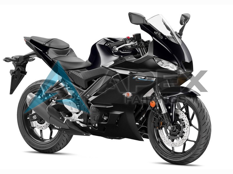 Glossy Black - Yamaha R3 / R25 / YZF-R3 / YZF-R25 (2022-2024) ABS Fairings | Apex Fairings — view 2