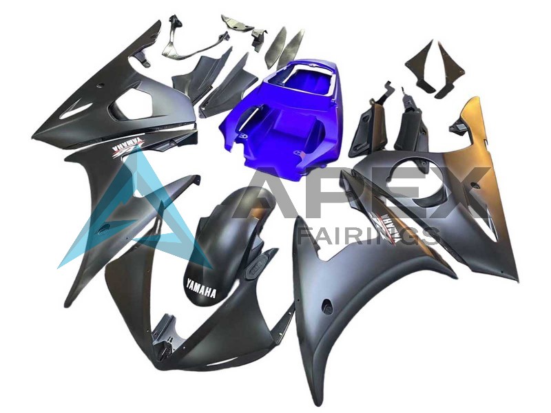 Blue Matte Black - Yamaha R6 / YZF-R6 (2003-2004) ABS Fairings | Apex Fairings — view 2